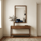 36"x24" Rectangle Rustic Farmhouse Wall Mirror with Twisted Rope Carved Wood Frame