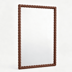 36"x24" Rectangle Rustic Farmhouse Wall Mirror with Twisted Rope Carved Wood Frame