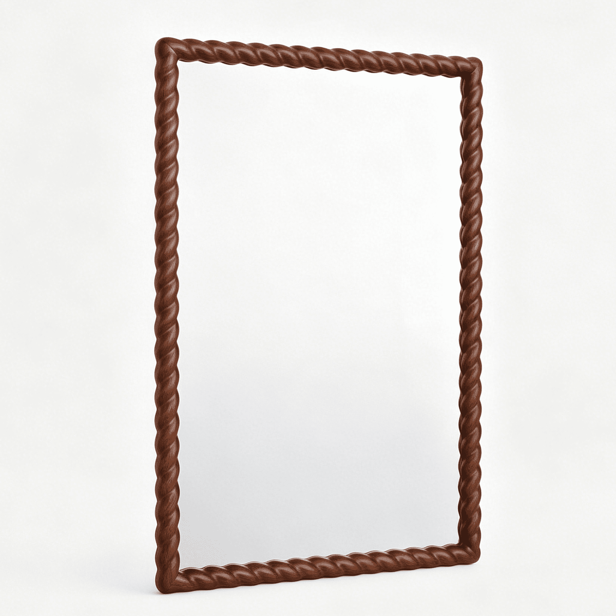 36"x24" Rectangle Rustic Farmhouse Wall Mirror with Twisted Rope Carved Wood Frame