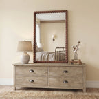 36"x24" Rectangle Rustic Farmhouse Wall Mirror with Twisted Rope Carved Wood Frame